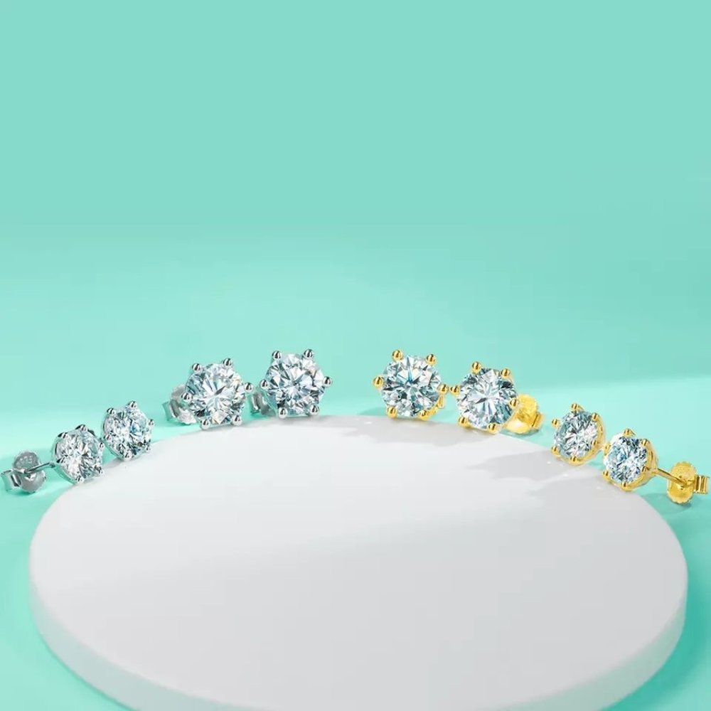 Certified 4ct. t.w. Diamond Stud Earrings 18k Gold over Italy Silver - Picture 8 of 16